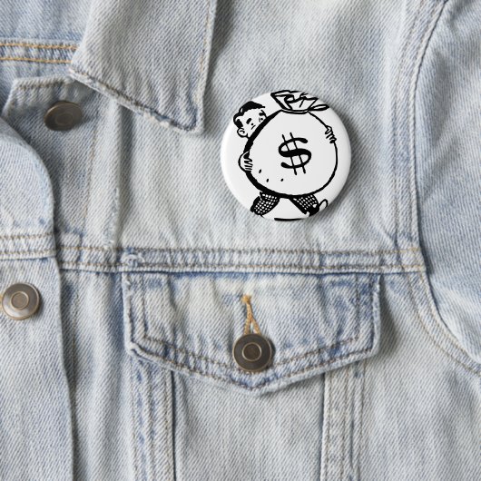 Mann-tragendes Geld-Taschen-Dollar-Zeichen Button (Beispiel)