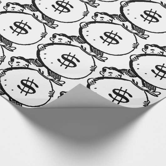 Mann-tragendes Geld-Taschen-Dollar-Zeichen Geschenkpapier (Ecke)