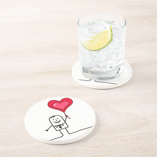 Mann u. Herz Sandstein Untersetzer (Seite)