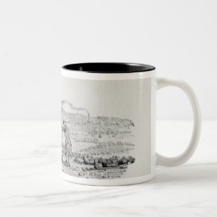 Mann und ein Junge durch ein Monument Zweifarbige Tasse