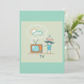 Mann und Fernsehen Einladung (Stehend Vorderseite)