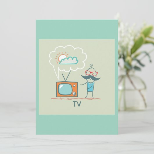 Mann und Fernsehen Einladung (Stehend Vorderseite)