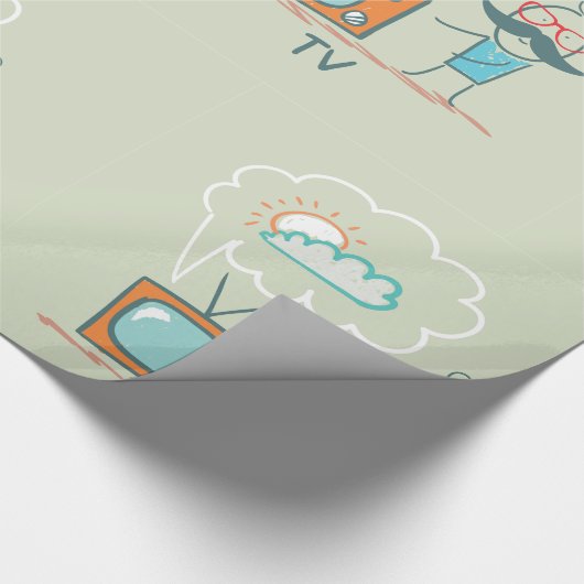 Mann und Fernsehen Geschenkpapier (Ecke)