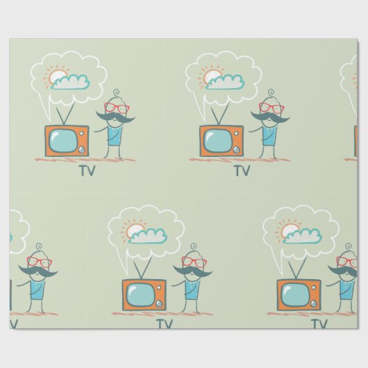 Mann und Fernsehen Geschenkpapier (Flach)