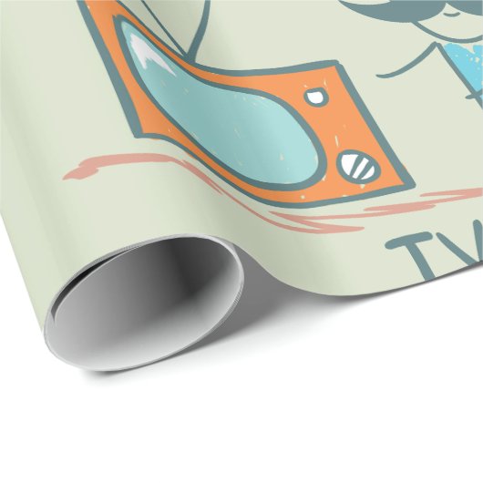 Mann und Fernsehen Geschenkpapier (Rolleneckpunkt)