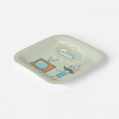 Mann und Fernsehen Pappteller (Gewinkelt)