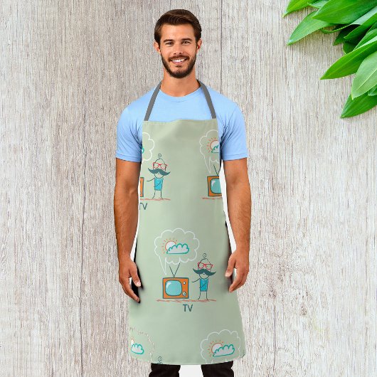 Mann und Fernsehen Schürze