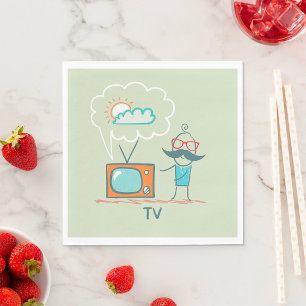 Mann und Fernsehen Serviette