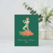 Mann und Fisch Postkarte (Stehend Vorderseite)