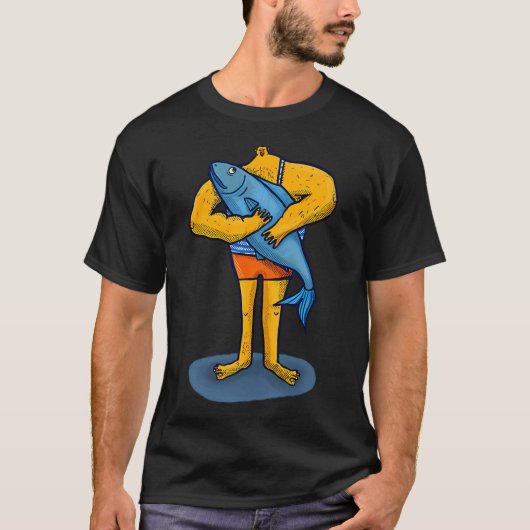 Mann und Fisch T-Shirt (Vorderseite)