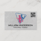 Mann und Frau arbeiten aus | QR-Code Visitenkarte (Vorderseite)