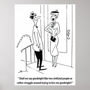 Mann und Frau auf einem Date, Humor, Vintage Poster