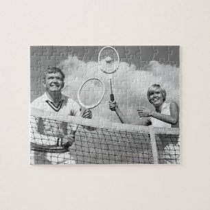 Mann und Frau beim Tennisspielen Puzzle