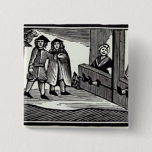 Mann und Frau die auf Lager Button (Vorderseite)