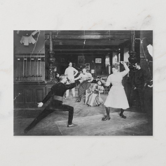 Mann und Frau Fencing c1910 Vintag Postkarte (Vorderseite)
