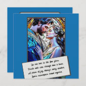 Mann und Frau in Buntglas Save The Date (Vorne/Hinten)