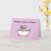 Mann und Frau in der Badewannenkarte Karte (Gelbe Blume)