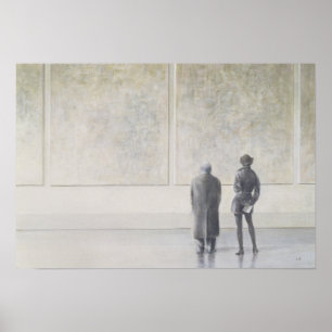 Mann und Frau in einer Kunst-Galerie Poster