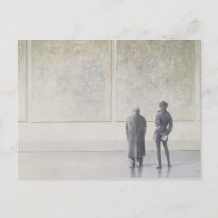 Mann und Frau in einer Kunstgalerie Postkarte