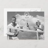 Mann und Frau spielen Tennis Postkarte (Vorne/Hinten)