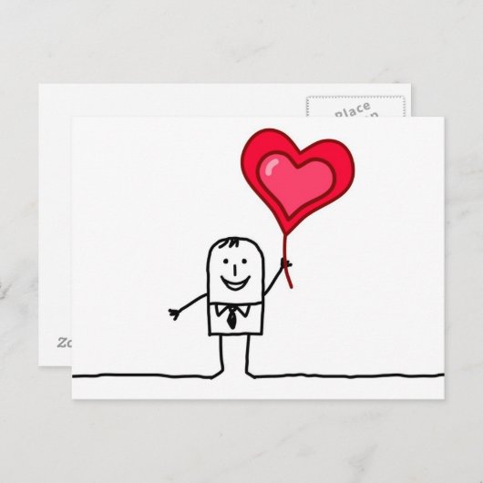 Mann und Herz Postkarte (Vorne/Hinten)