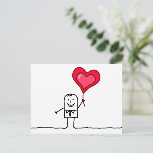 Mann und Herz Postkarte (Stehend Vorderseite)