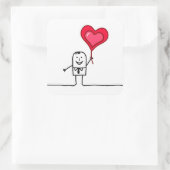 Mann und Herz Quadratischer Aufkleber (Tasche)