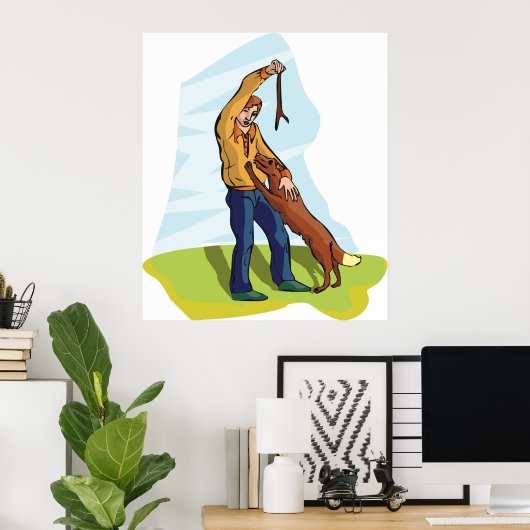 Mann und Hund Poster (Heimbüro)
