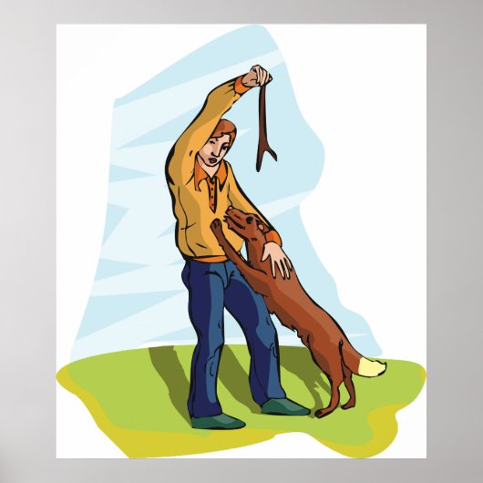Mann und Hund Poster (Vorne)