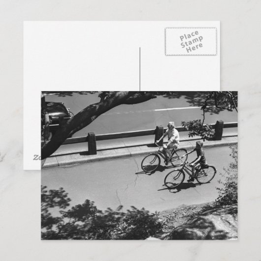 Mann und Junge Radfahren Postkarte (Vorne/Hinten)