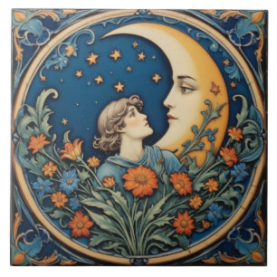 Mann und Mond Fliese