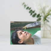 Mann und Schlange Postkarte (Stehend Vorderseite)