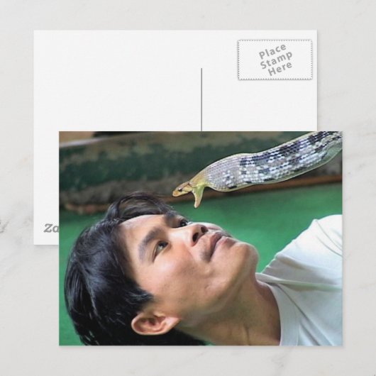 Mann und Schlange Postkarte (Vorne/Hinten)