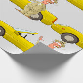 Mann und sein gelbes Auto Geschenkpapier