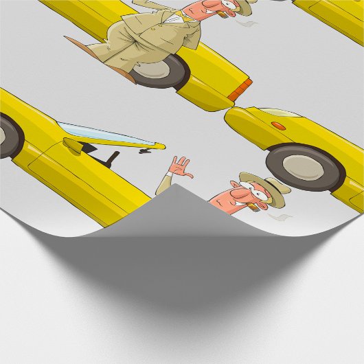 Mann und sein gelbes Auto Geschenkpapier