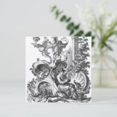 Mann und sein Hund barocke Französisch Toile de Jo Einladung (Stehend Vorderseite)