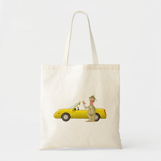 Mann und seine gelbe Karosse Tragetasche (Vorne)