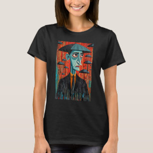 Mann und Umbrella Surrealistischer Horror Abstrakt T-Shirt