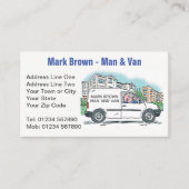 Mann und Van mit Namen auf Company Van Visitenkarte (Vorderseite)