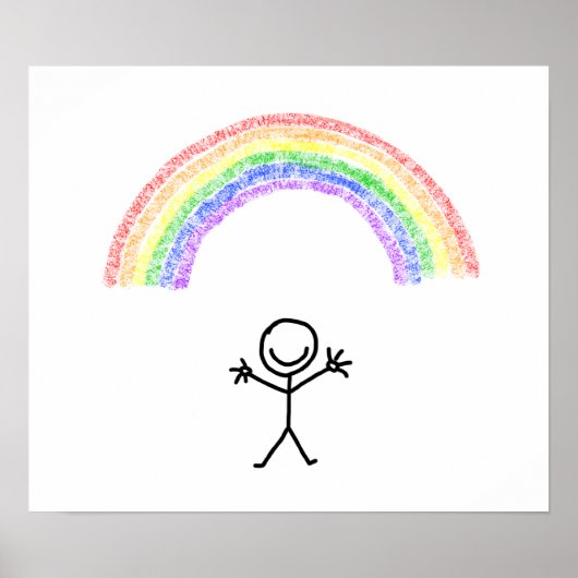 Mann unter einem Regenbogenposter halten Poster (Vorne)