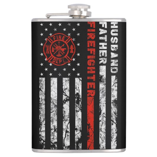 Mann, Vater und Feuerwehrmann Flachmann (Vorderseite)