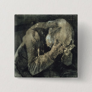 Mann Vincent van Goghs mit seinem Kopf in seinen Button