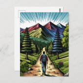 Mann Wandern Postkarte (Vorne/Hinten)