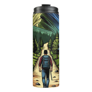 Mann Wandern Thermosbecher