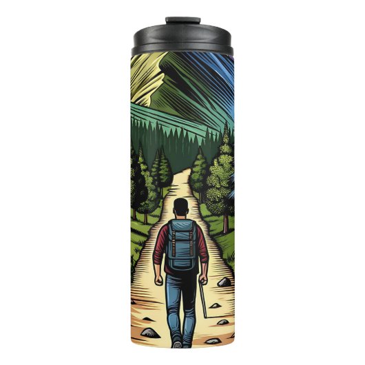Mann Wandern Thermosbecher (Vorderseite)