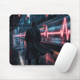 Mann wartet am Bahnhof Mousepad