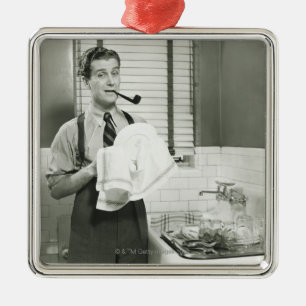 Mann-waschendes Geschirr Ornament Aus Metall