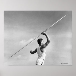 Mann-werfender Speer Poster