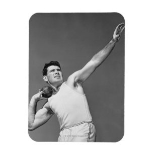 Mann wirft Shotput Magnet