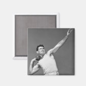 Mann wirft Shotput Magnet (Vorderseite/Rückseite)